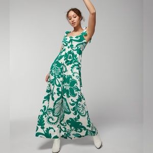 Soma Rayon Challis Maxi Bra Dress (Palmero Floral Green) (Size Medium)
